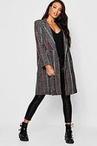 Boohoo Double Breasted Check Wool Look Coat