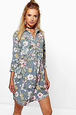 Boohoo Sindy Floral Shirt Dress