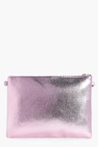 Boohoo Molly Metallic Zip Top Clutch Bag Pink