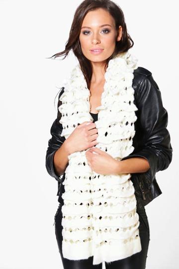 Boohoo Sophie Chunky Knitted Scarf Cream
