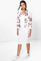 Boohoo Evron Ribbed Floral Dress & Bomber Co-ord Set