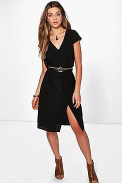 Boohoo Zaida V Front Split Front Shift Dress