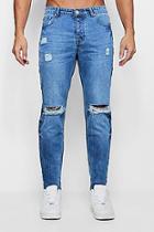 Boohoo Slim Fit Rigid Jeans With Ripped Knees