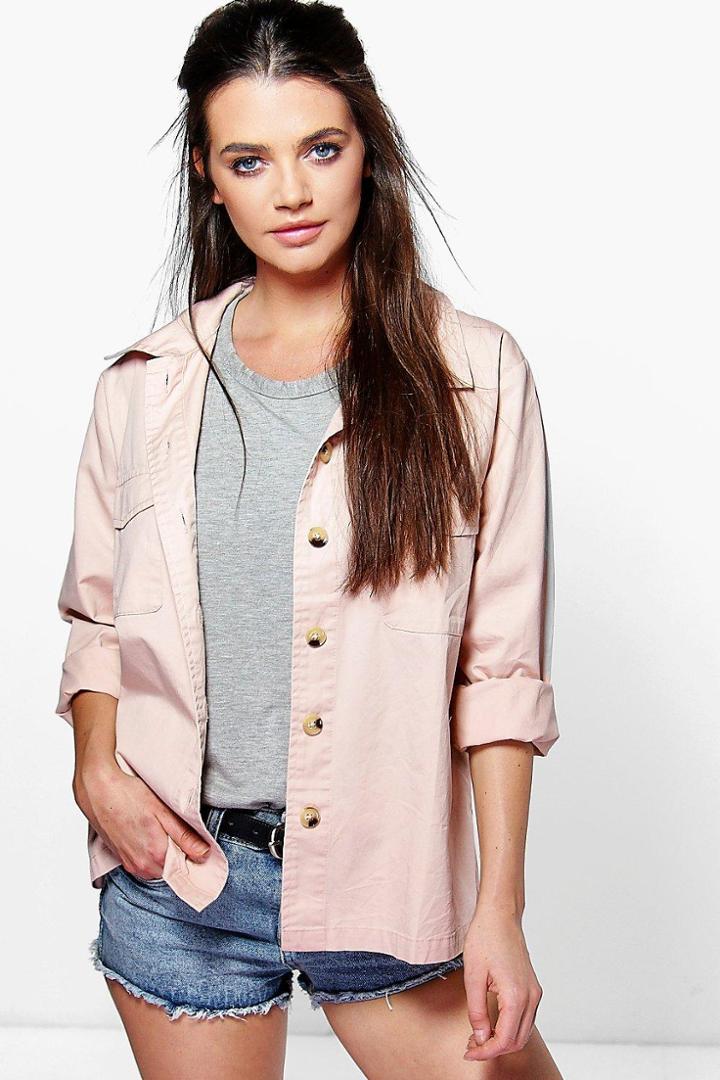 Boohoo Lexi Pocket Utility Shirt Blush