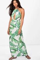 Boohoo Layla Leaf Print Wrap Front Maxi Dress