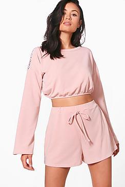 Boohoo Poppy Elasticated Hem Sweat & Short Set