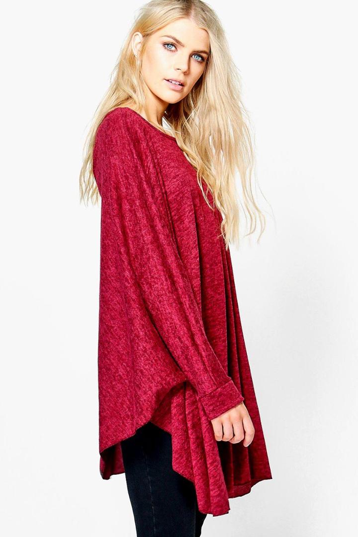 Boohoo Florence Oversized Jumper Wine