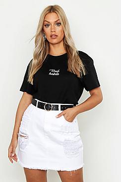Boohoo Plus Bad Habits Pocket Slogan T-shirt