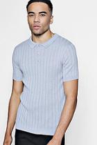 Boohoo Muscle Fit Rib Knitted Short Sleeve Polo