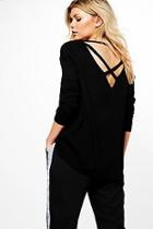 Boohoo Jasmine Cross Strap Detail Fine Knit Jumper