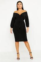 Boohoo Plus Slinky Off Shoulder Midi Dress