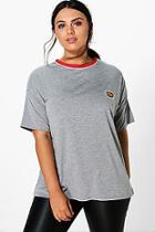 Boohoo Plus Amanda 'pow' Badge Binding Tee