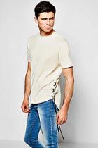 Boohoo T-shirt With Stepped Hem & Side Lace