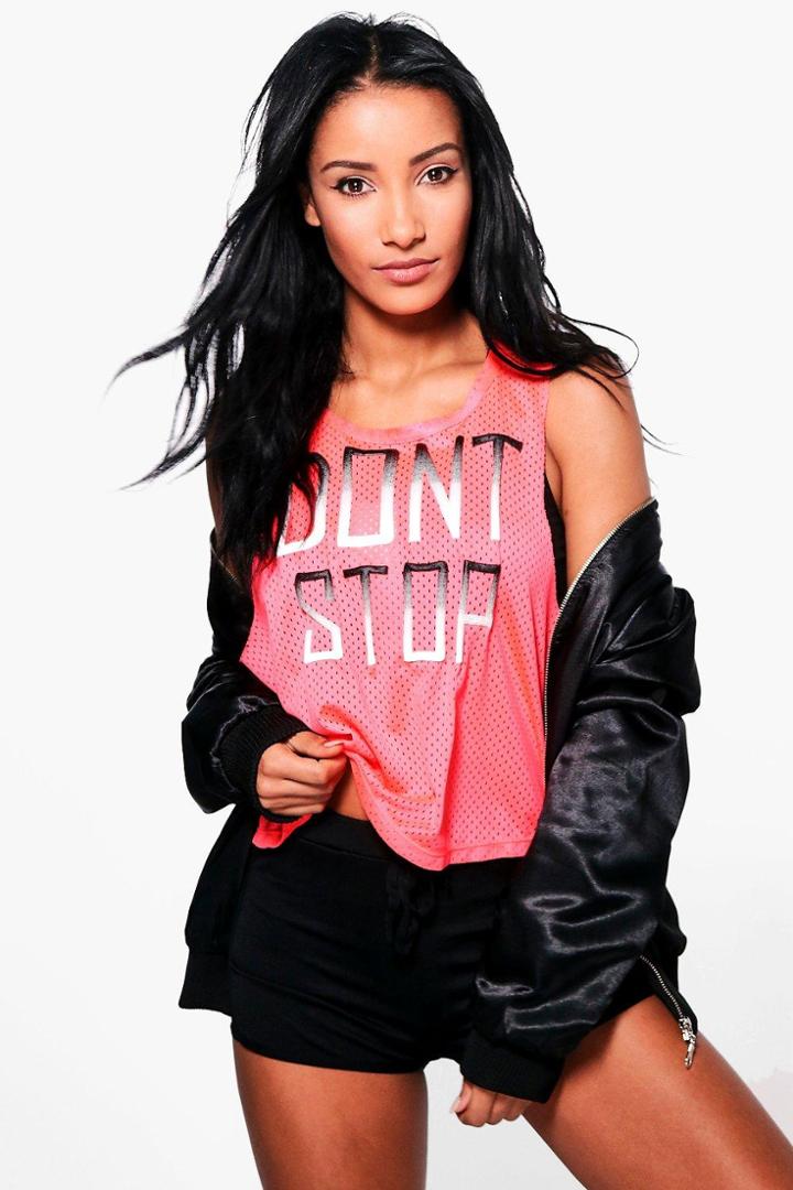 Boohoo Lisa Fit Mesh Running Tank Top Coral