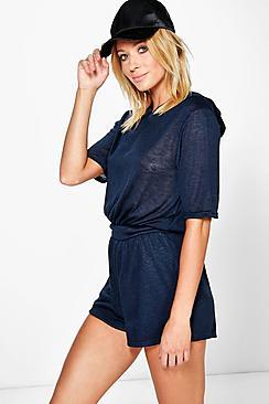 Boohoo Juliette Hooded Knitted Playsuit