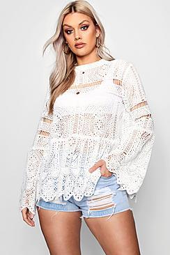 Boohoo Plus Bridget Crochet Lace Top