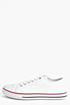 Boohoo Maisie Lace Up Canvas Flat White