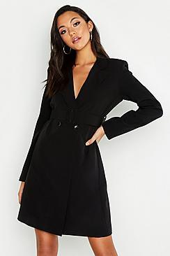 Boohoo Tall Self Belt Neon Blazer Dress