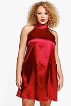 Boohoo Plus Layla High Neck Satin Shift Dress