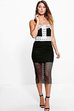 Boohoo Boutique Tyra Crochet Midi Bodycon Dress