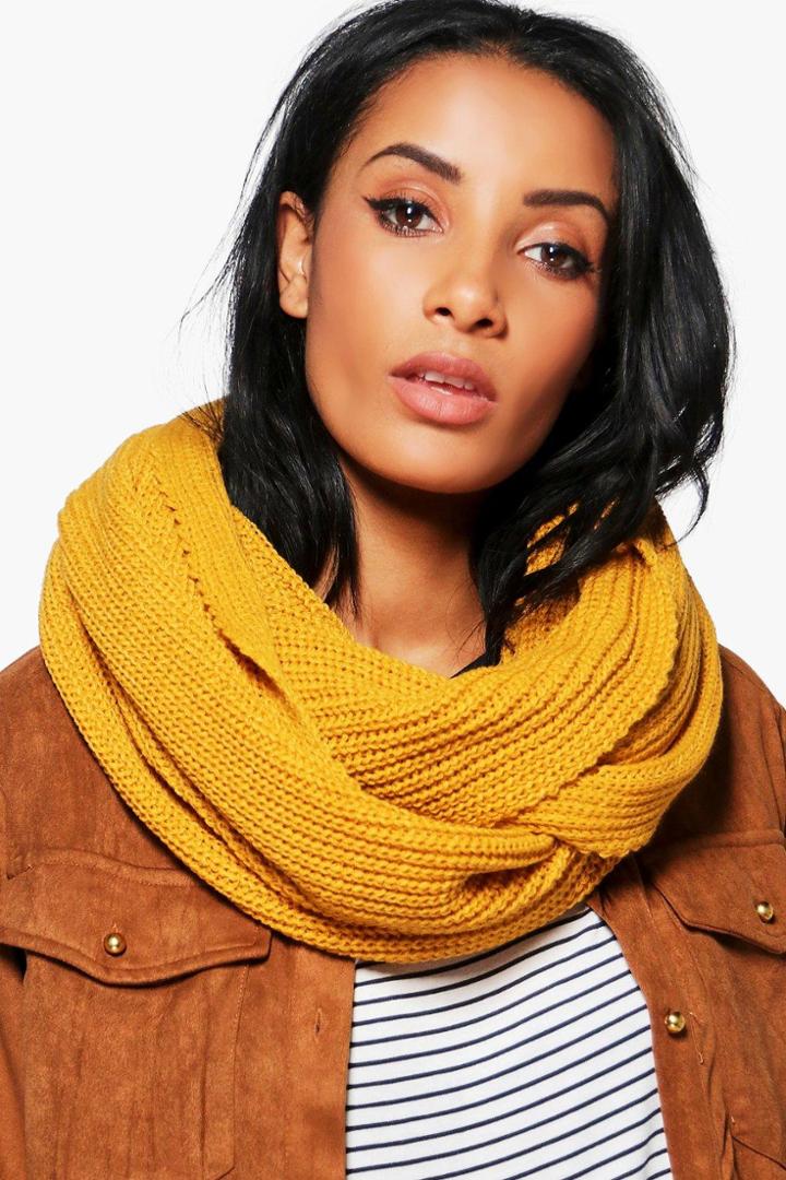 Boohoo Natasha Fishermans Knit Oversize Snood Camel