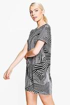 Boohoo Hermia Monochrome Stripe Shift Dress