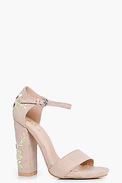 Boohoo Bella Embroidered Block Heel Two Parts