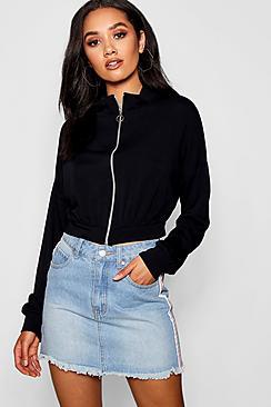 Boohoo Petite Ria O Ring Zip Through Bomber Jacket