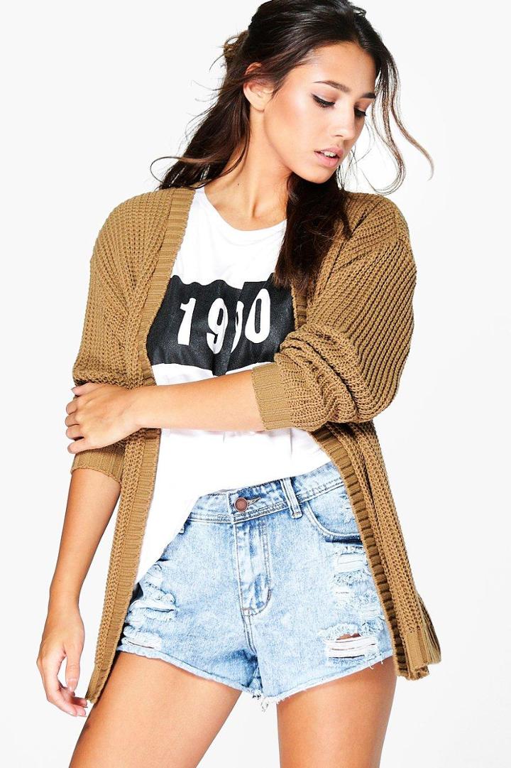 Boohoo Lois Edge To Edge Cardigan Camel