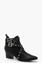 Boohoo Studded Block Heel Shoe Boots