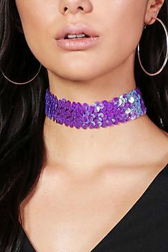 Boohoo Hope Mermaid Rainbow Sequin Choker