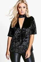 Boohoo Plus Lola Choker Velvet Top