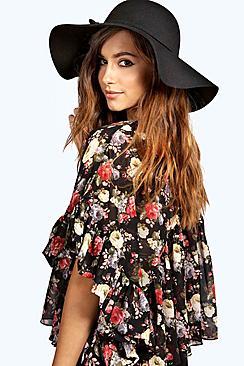 Boohoo Boutique Amber Oversize Wool Floppy Hat
