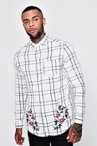 Boohoo Floral Embroidered Check Long Sleeve Shirt