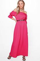 Boohoo Loren Off Shoulder Fril Sleeve Maxi Dress