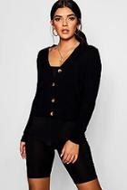 Boohoo Leela Rib Detail Button Up Cardigan