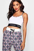 Boohoo Pepsi X Boohoo Strappy Patterned Crop Top