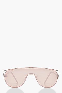 Boohoo Emma Visor Rose Gold Top Bar Sunglasses