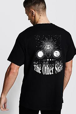 Boohoo Oversized Back Print 'other Side' Slogan T-shirt
