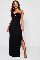 Boohoo Mollie Bandeau Tie Front Thigh Split Maxi Dress