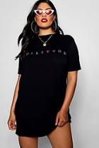 Boohoo Plus Rose Rainbow Slogan Oversized T-shirt Dress