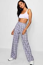 Boohoo Petite Gia Wide Leg High Waist Check Trouser