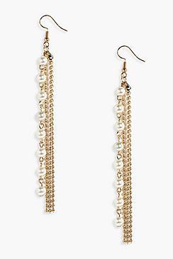 Boohoo Emma Chain & Pearl Drop Earrings