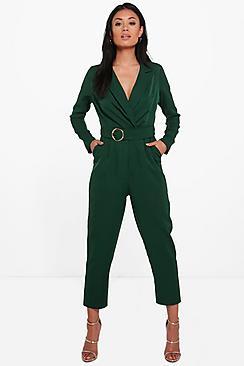 Boohoo Sophie Premium Tailored O-ring Belted Jumpsuit