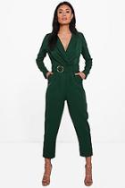 Boohoo Sophie Premium Tailored O-ring Belted Jumpsuit