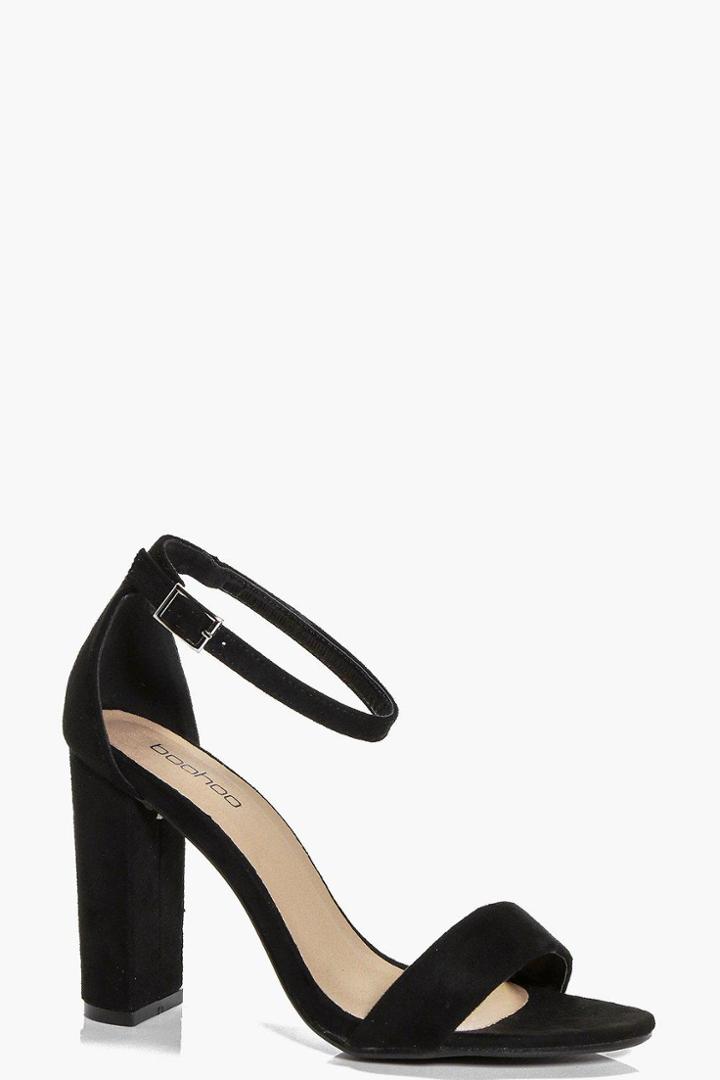 Boohoo Robyn Block Heel Two Part Sandal Black