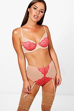 Boohoo Sophie Contrast Lace Suspender Knicker