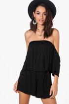 Boohoo Daria Off Shoulder Crop Short Co-ord Set Black