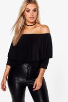 Boohoo Plus Martina Slinky Double Layer Choker Top Black