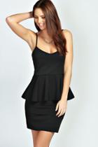 Boohoo Adele Strappy Peplum Dress Black